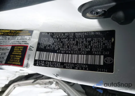 2014 Toyota Camry Se from USA, damaged, VIN 4T1BF1FK1EU327363